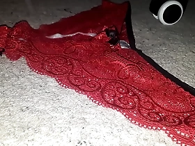 Cumming on my indian 's lacy red panties