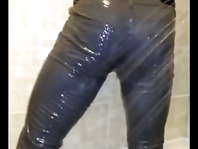 Lubed wet jeans hunk